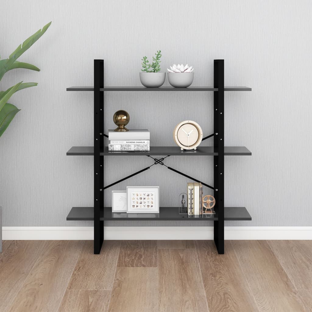 vidaXL Book Cabinet Grey 100x30x105 cm Engineered Wood