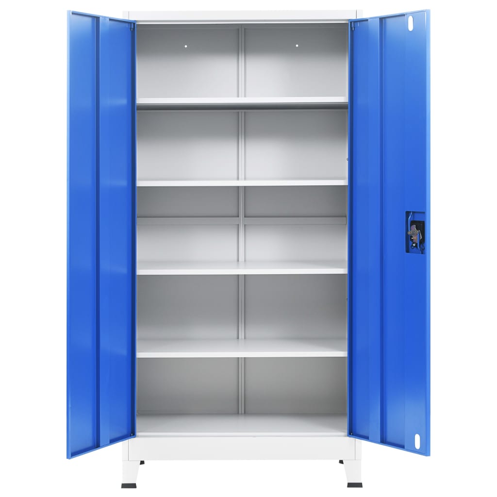 vidaXL Office Cabinet Metal 90x40x180 cm Grey and Blue