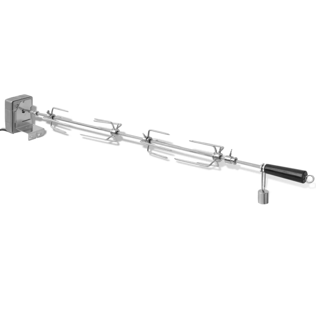 vidaXL BBQ Rotisserie Spit with Motor Steel 1000 mm