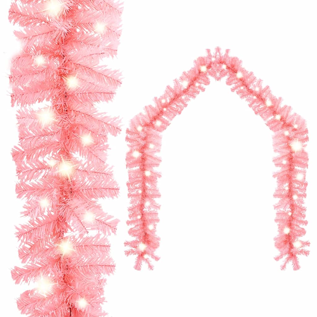 vidaXL Christmas Garland with LED Lights 20 m Pink