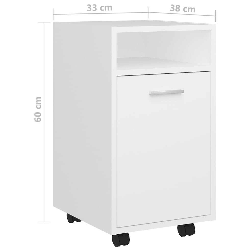 vidaXL Side Cabinet with Wheels White 33x38x60 cm Engineered Wood