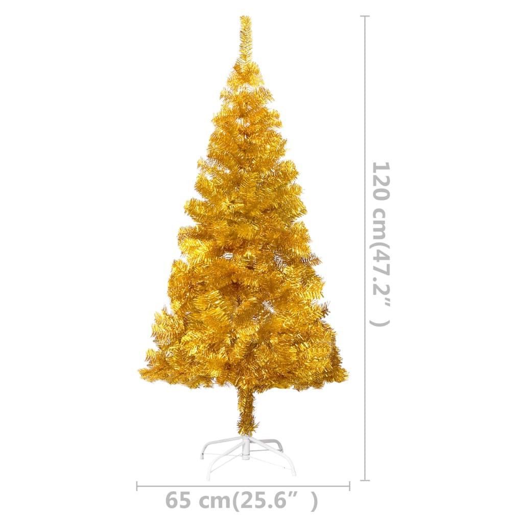 vidaXL Artificial Pre-lit Christmas Tree with Ball Set Gold 120 cm PET