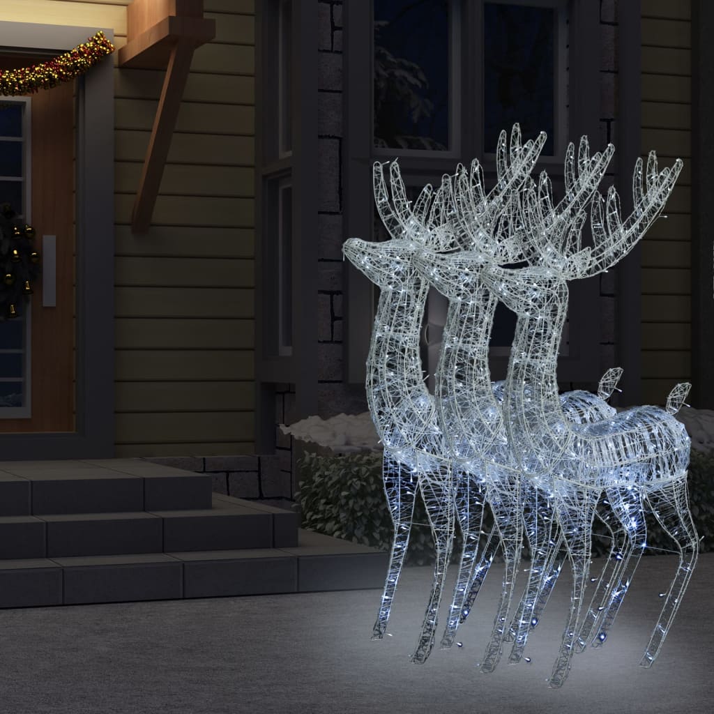 vidaXL XXL Acrylic Christmas Reindeers 250 LED 3 pcs 180 cm Cold white