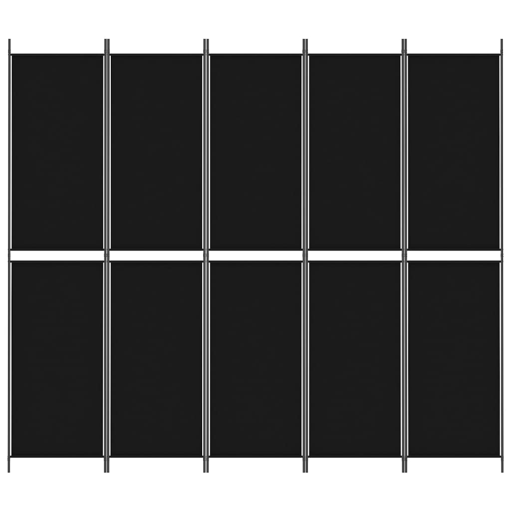 vidaXL 5-Panel Room Divider Black 250x220 cm Fabric