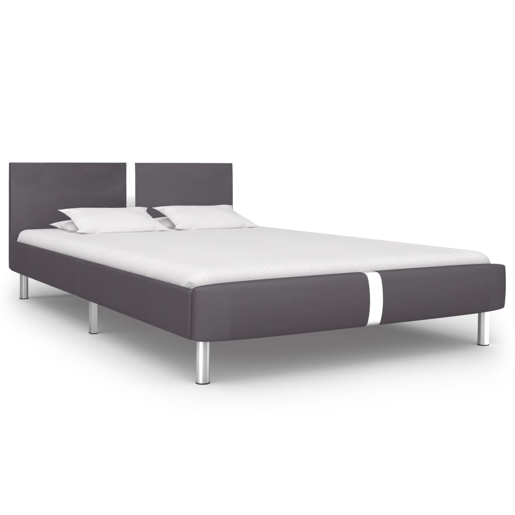 vidaXL Bed Frame Grey Faux Leather Queen Size