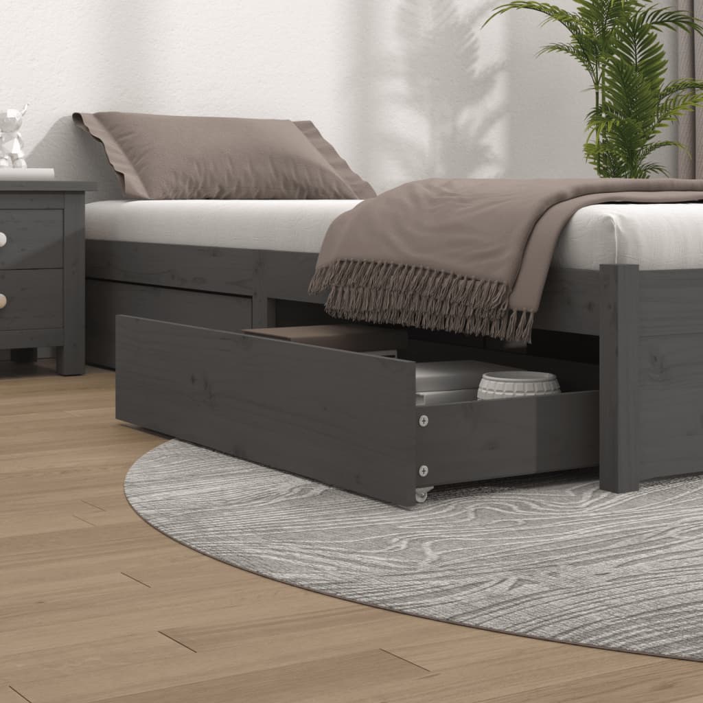 vidaXL Bed Drawers 4 pcs Grey Solid Wood Pine