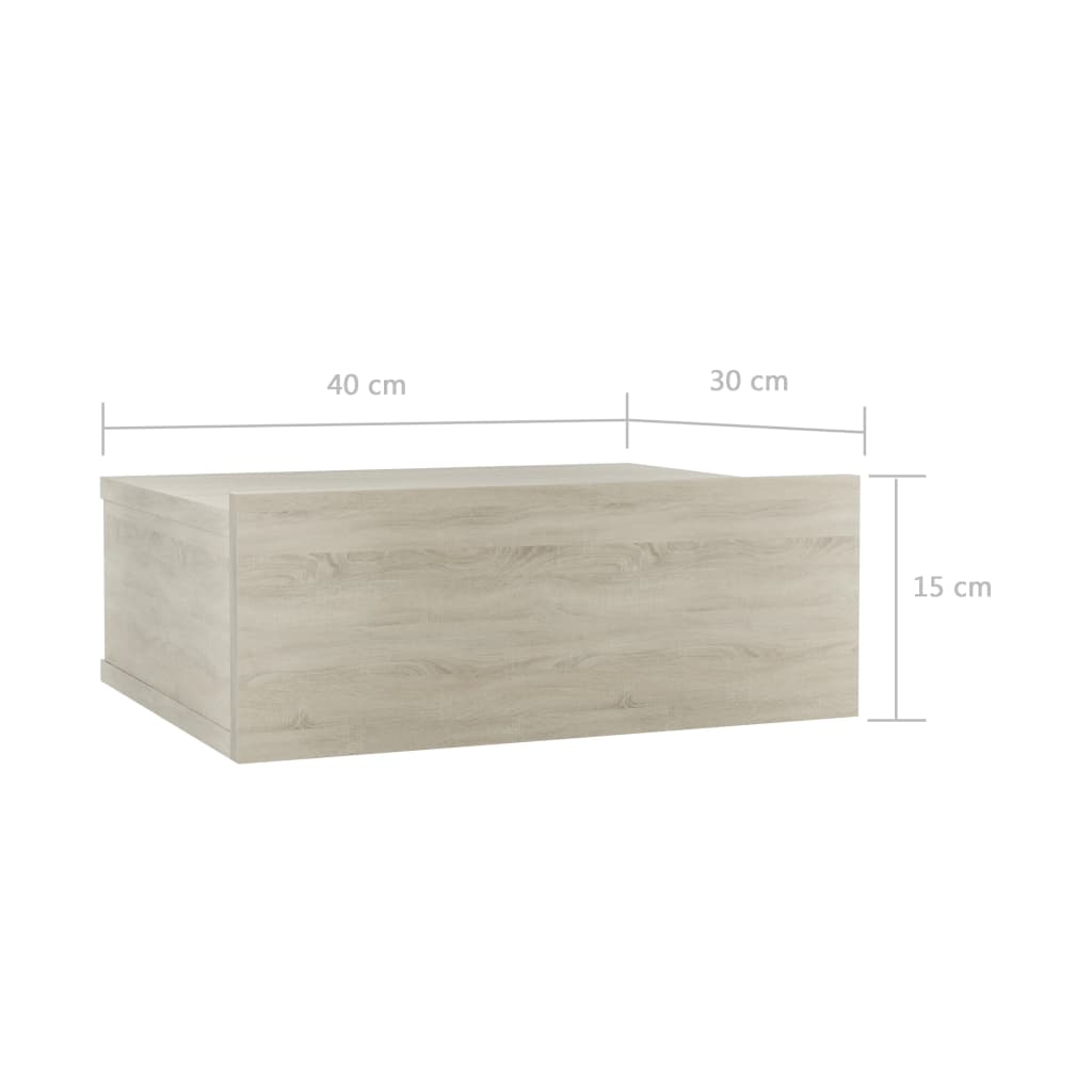 vidaXL Floating Nightstand Sonoma Oak 40x30x15 cm Engineered Wood