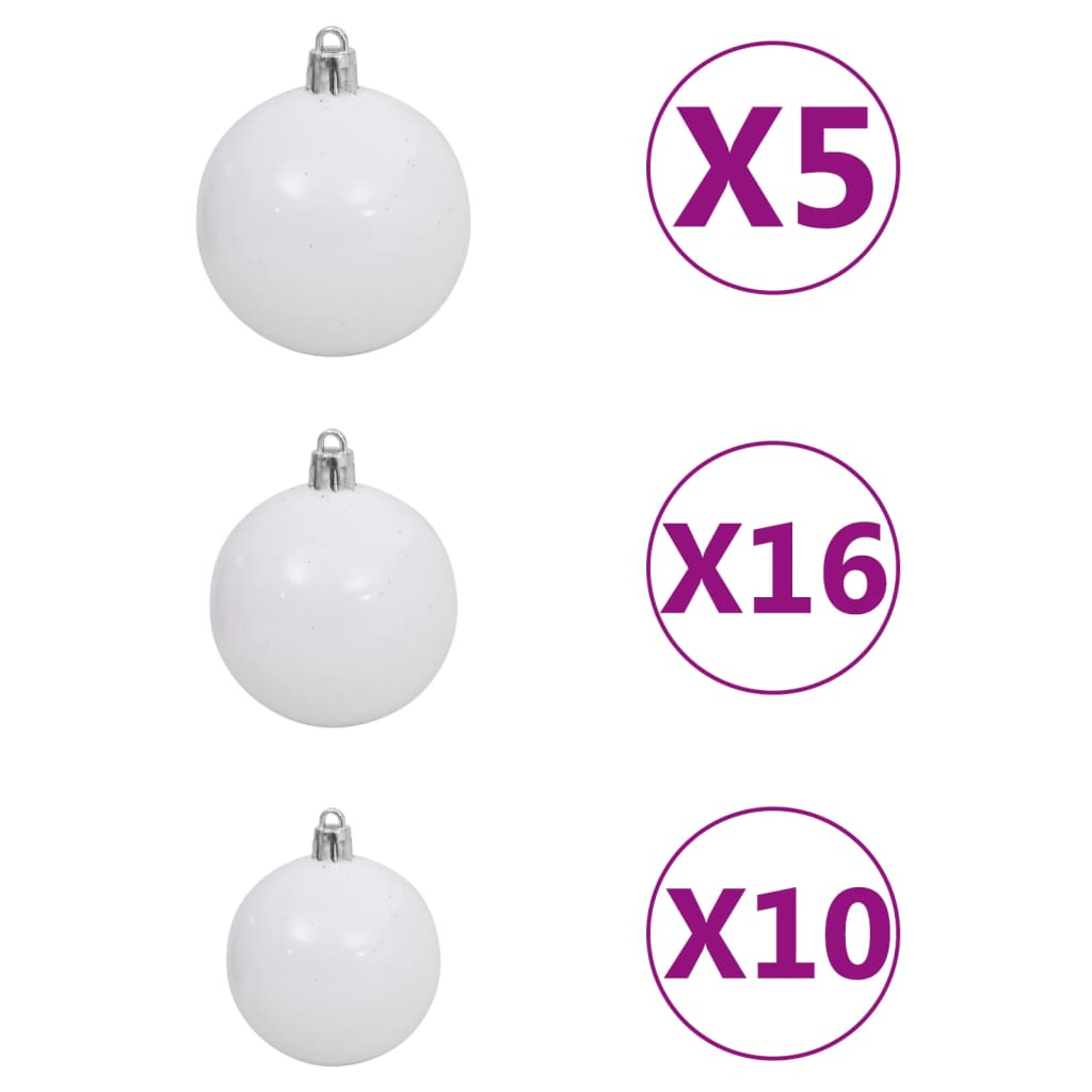 vidaXL Artificial Pre-lit Christmas Tree with Ball Set White 210 cm