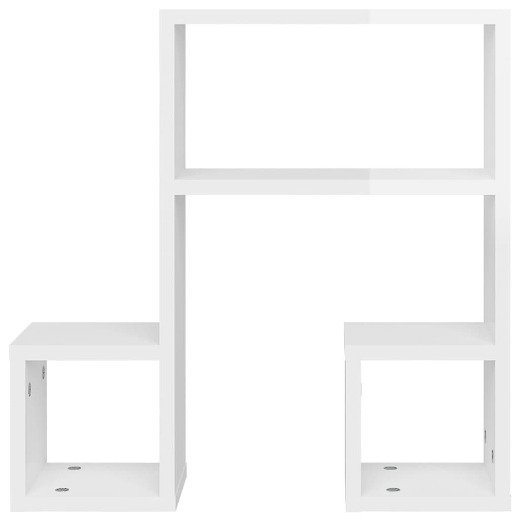 vidaXL Wall Shelf 2 pcs High Gloss White 50x15x50 cm Engineered Wood