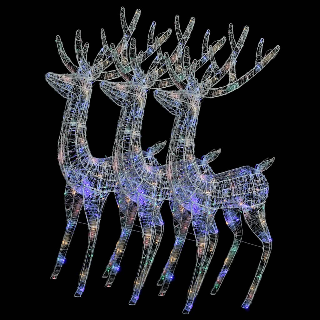 vidaXL XXL Acrylic Christmas Reindeers 250 LED 3 pcs 180 cm Multicolour