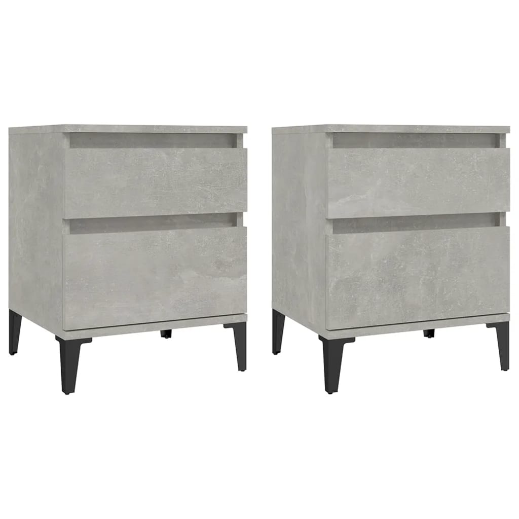 vidaXL Bedside Cabinets 2 pcs Concrete Grey 40x35x50 cm