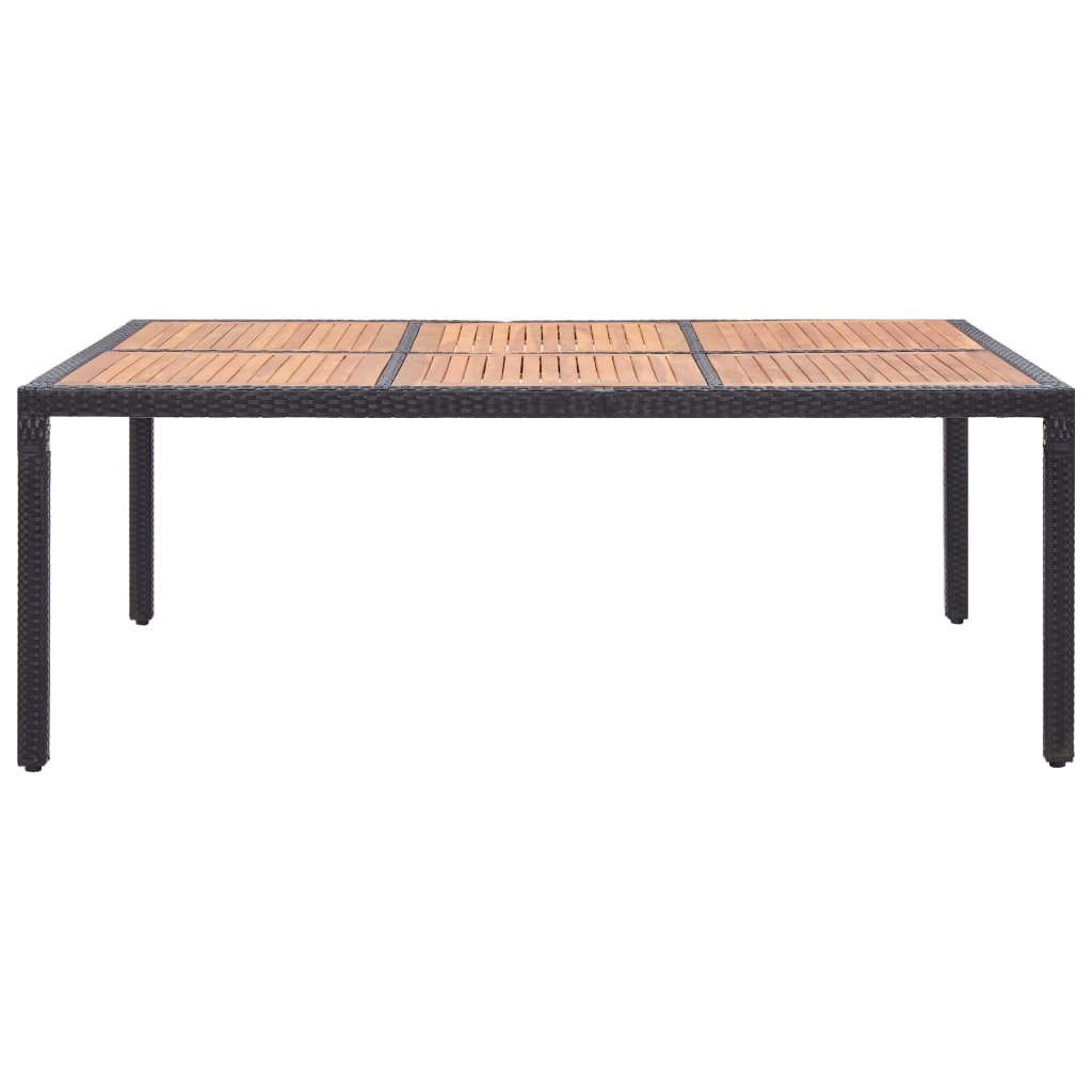 vidaXL Garden Table Black 200x150x74 cm Poly Rattan and Acacia Wood