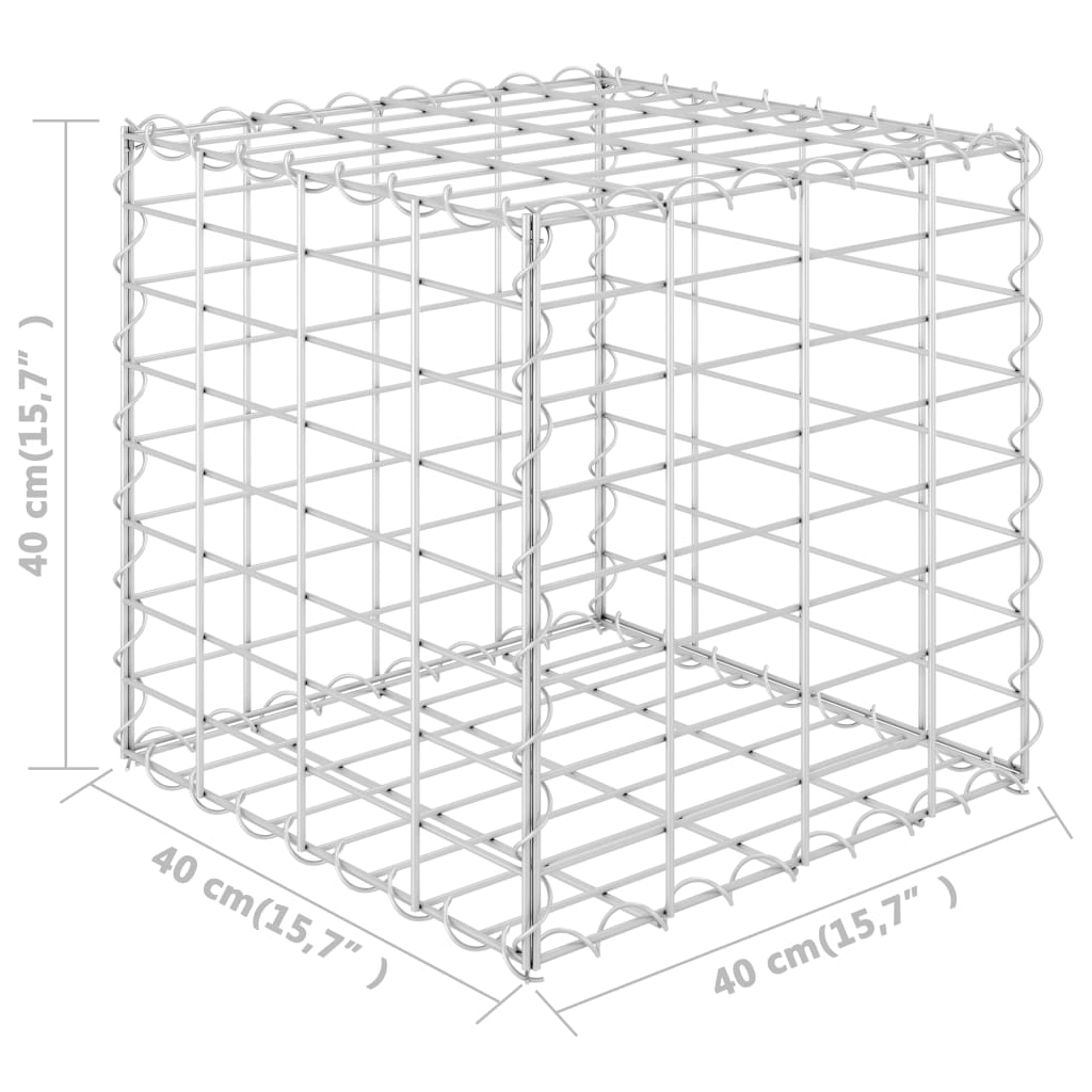 vidaXL Cube Gabion Raised Bed Steel Wire 40x40x40 cm