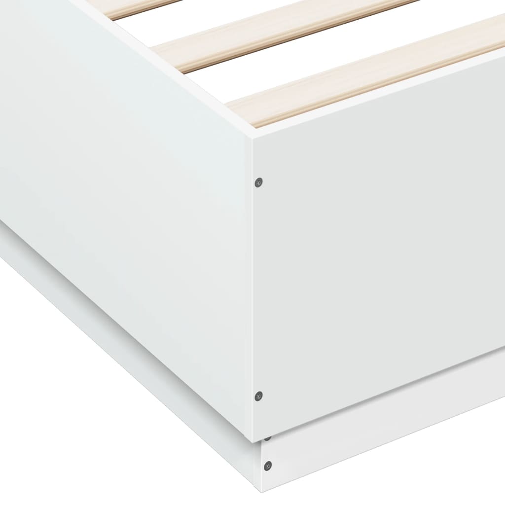 vidaXL Bed Frame with LED Lights White 150x200 cm King Size Engineered Wood