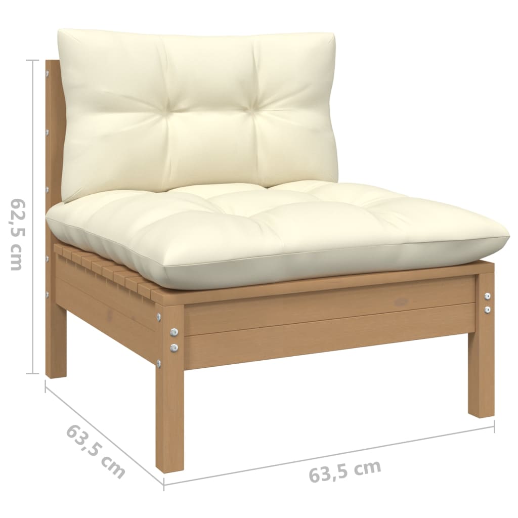 vidaXL 6 Piece Garden Lounge Set with Cushions Honey Brown Pinewood