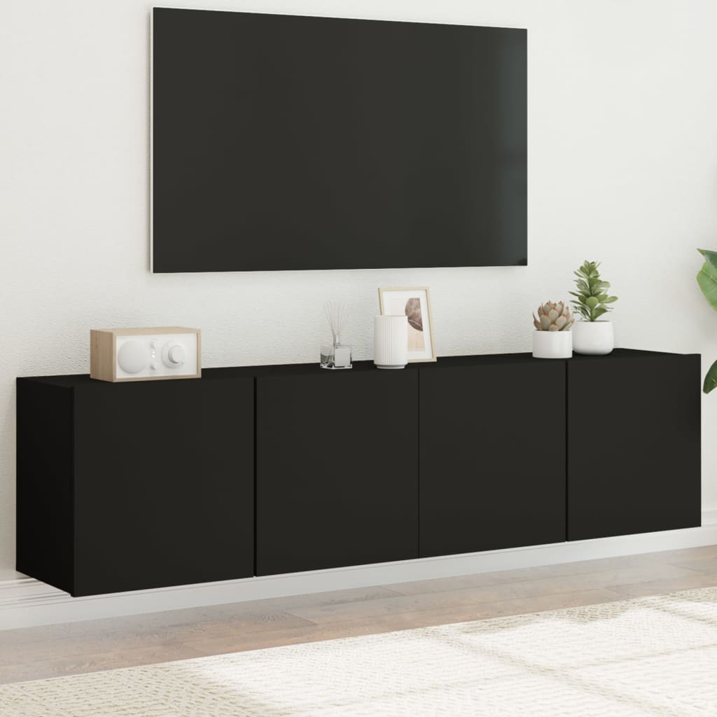 vidaXL TV Cabinets Wall-mounted 2 pcs Black 80x30x41 cm