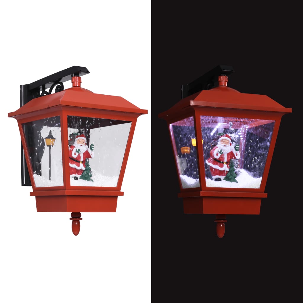 vidaXL Christmas Wall Lamp with LED Lights and Santa Red 40x27x45 cm