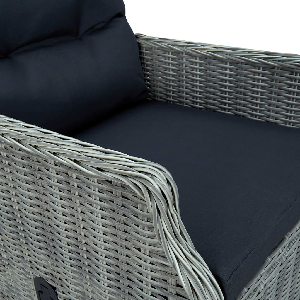 vidaXL 2 Piece Garden Lounge Set with Cushions Poly Rattan Light Grey