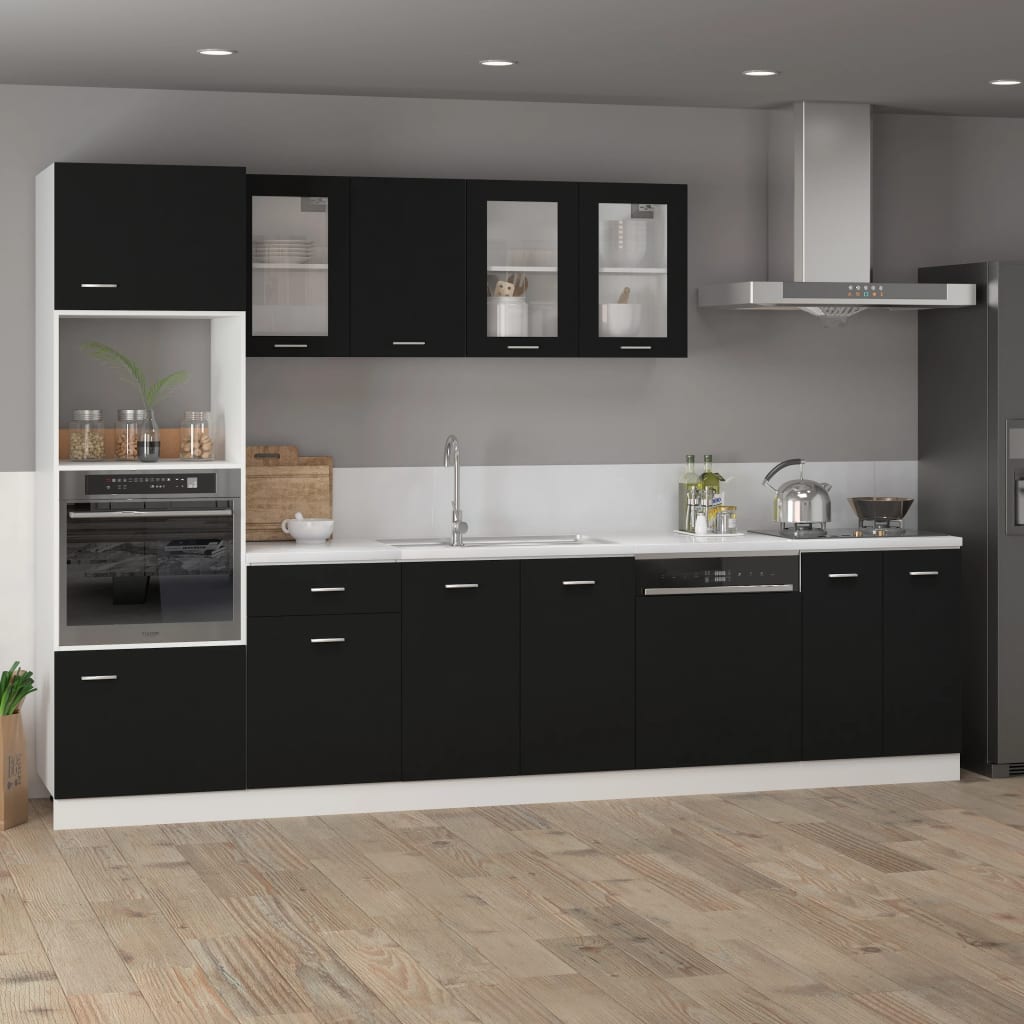 vidaXL Microwave Cabinet Black 60x57x207 cm Engineered Wood