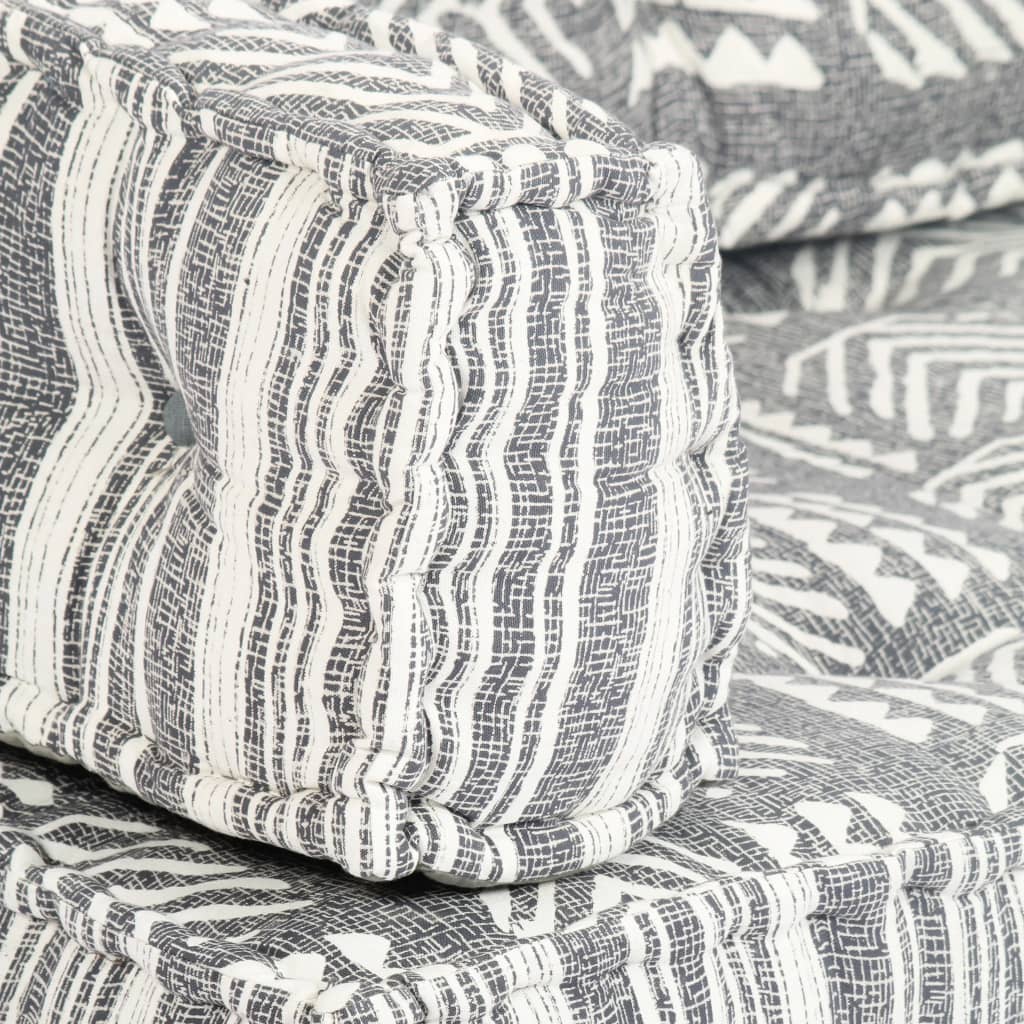 vidaXL Pouffe Grey Stripe Fabric