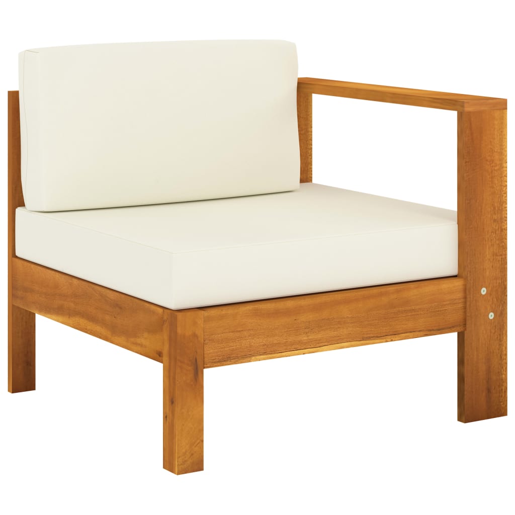 vidaXL 3-Seater Garden Sofa with Cream White Cushions Solid Acacia Wood