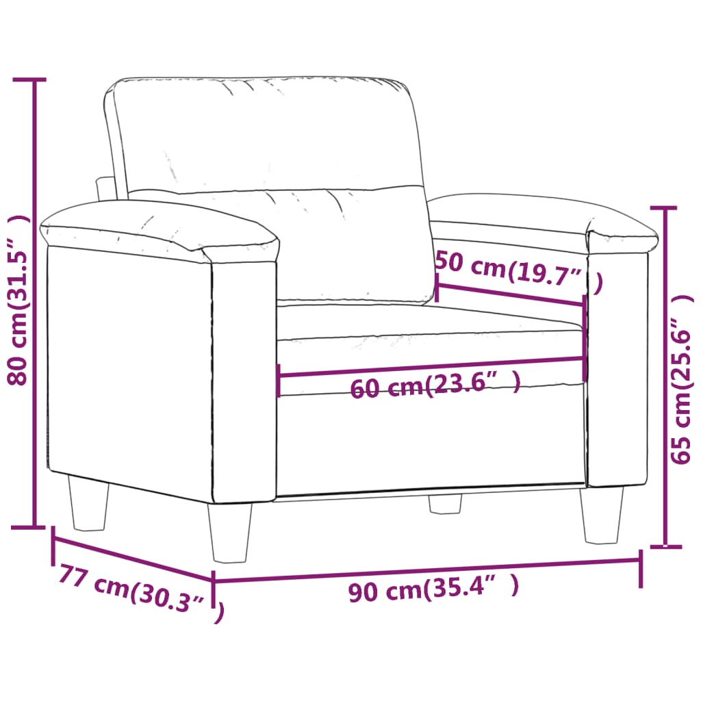 vidaXL Sofa Chair Dark Grey 60 cm Microfibre Fabric