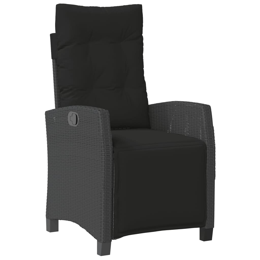 vidaXL Reclining Garden Chair with Footrest Black Poly Rattan