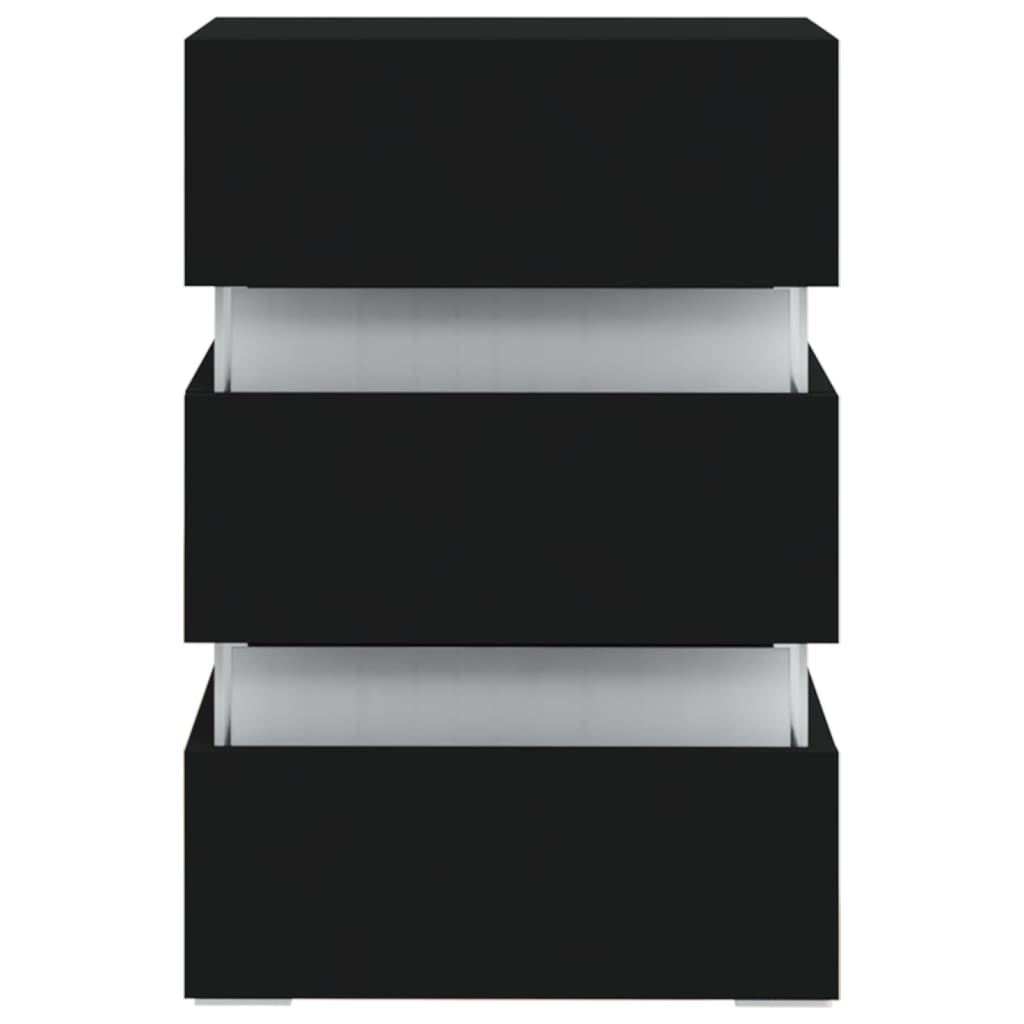 vidaXL LED Bedside Cabinet Black 45x35x67 cm Engineered Wood