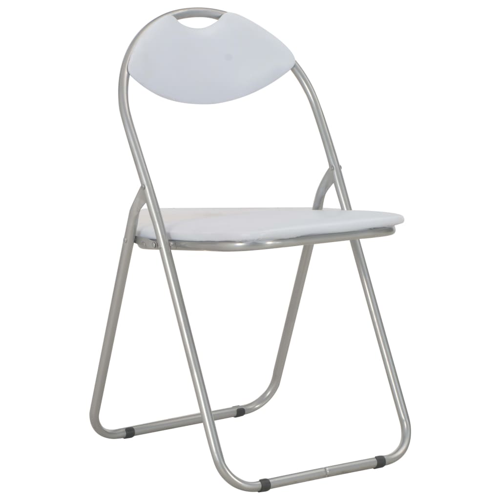 vidaXL Folding Dining Chairs 4 pcs White Faux Leather