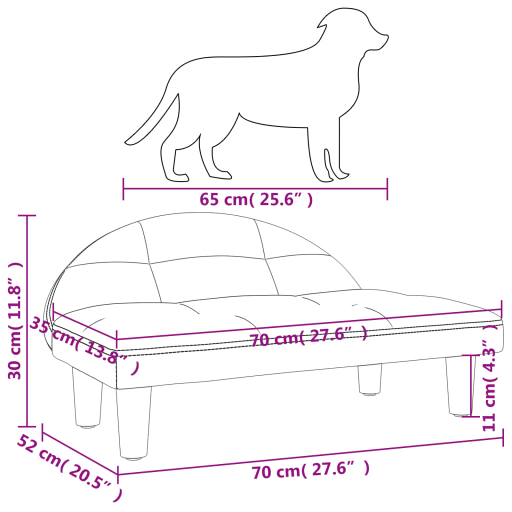 vidaXL Dog Bed Light Grey 70x52x30 cm Fabric