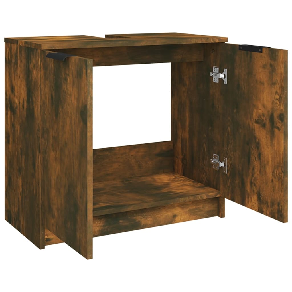 vidaXL Bathroom Cabinet Smoked Oak 64.5x33.5x59 cm Engineered Wood