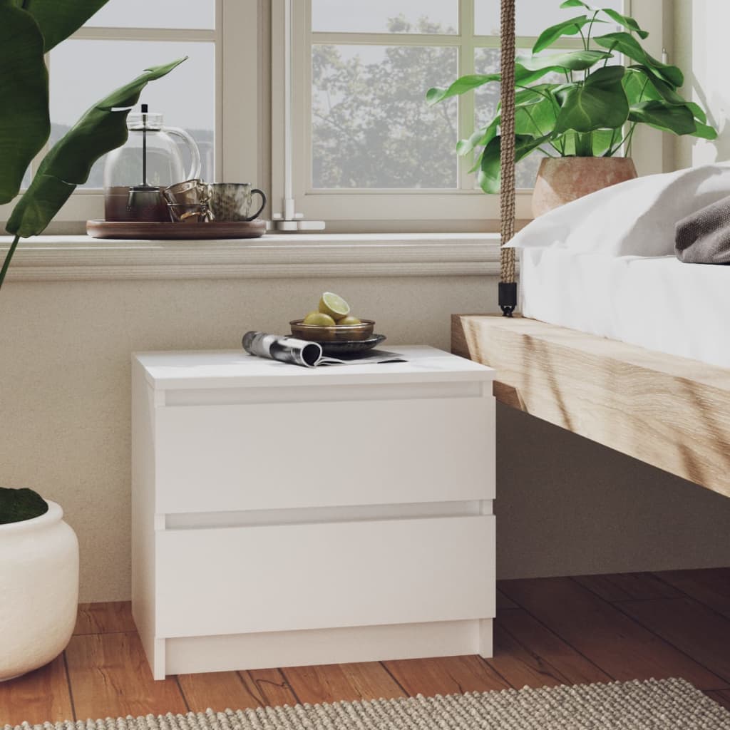 vidaXL Bed Cabinet White 50x39x43.5 cm Engineered Wood