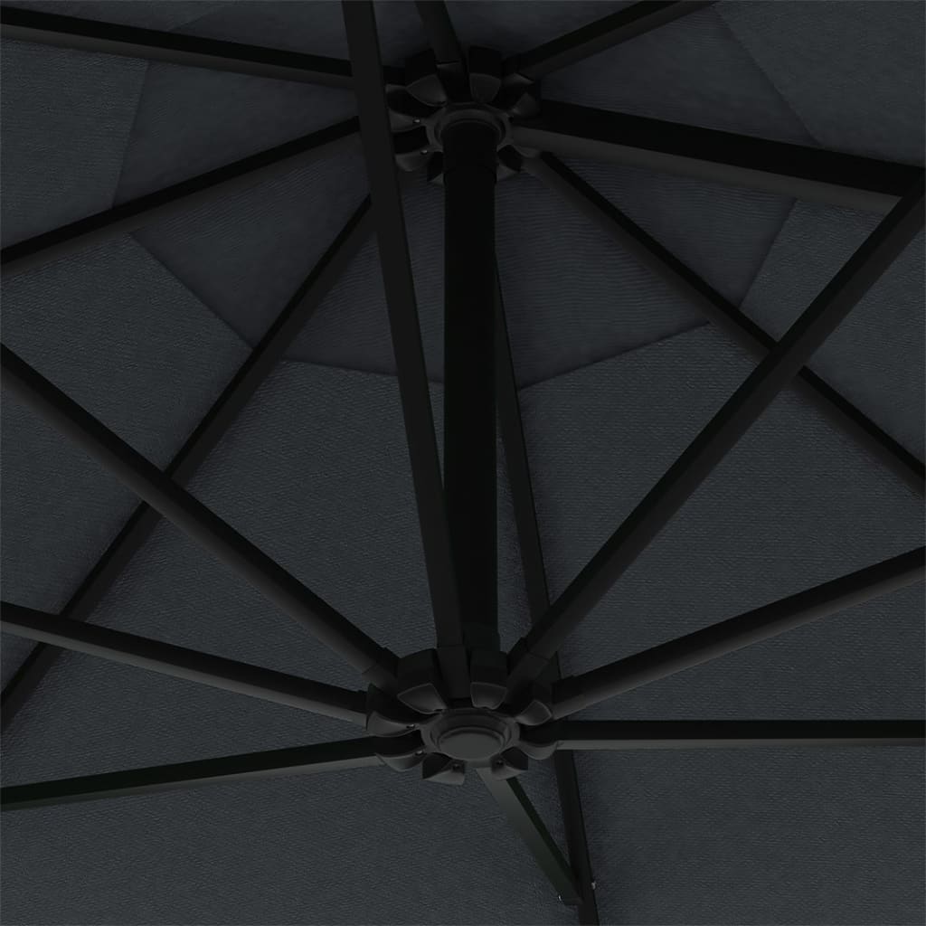 vidaXL Wall-Mounted Parasol with Metal Pole 300 cm Anthracite