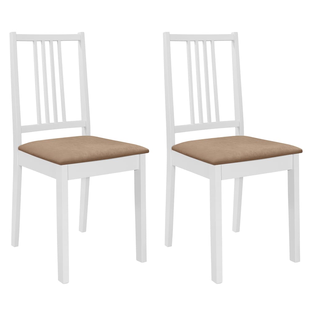 vidaXL Dining Chairs with Cushions 2 pcs White Solid Wood