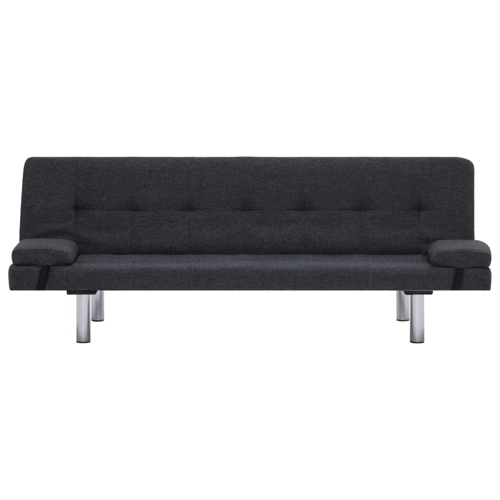 vidaXL Sofa Bed with Two Pillows Dark Grey Polyester