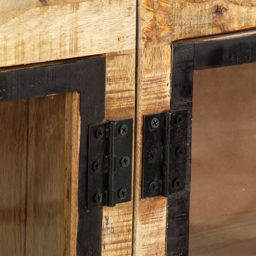 vidaXL Sideboard Brown and Black 160x30x80 cm Solid Rough Mango Wood