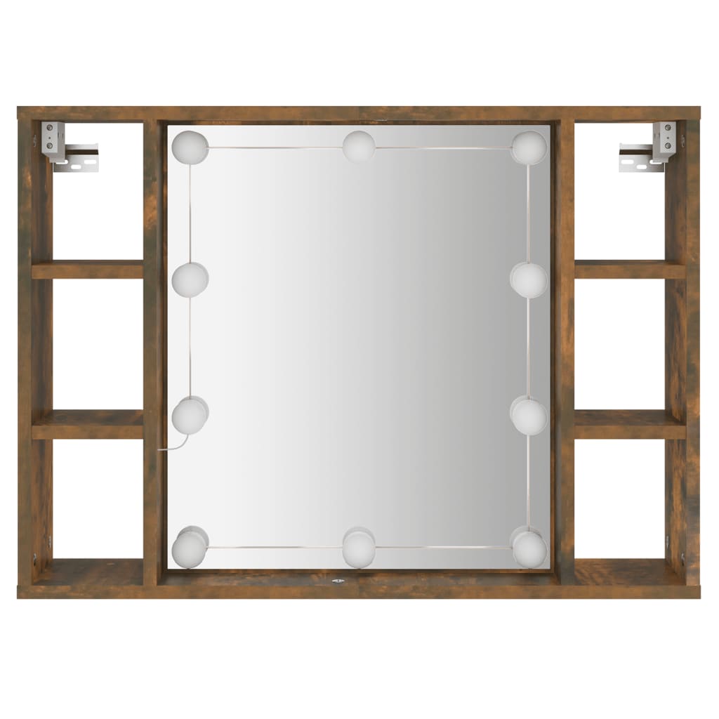 vidaXL Mirror Cabinet with LED Smoked Oak 76x15x55 cm