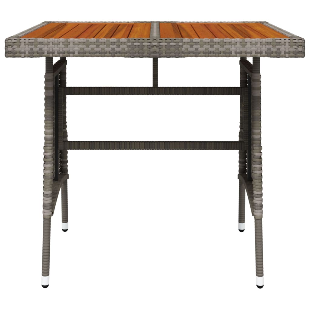 vidaXL Garden Table Grey 70x70x72 cm Poly Rattan & Solid Acacia Wood