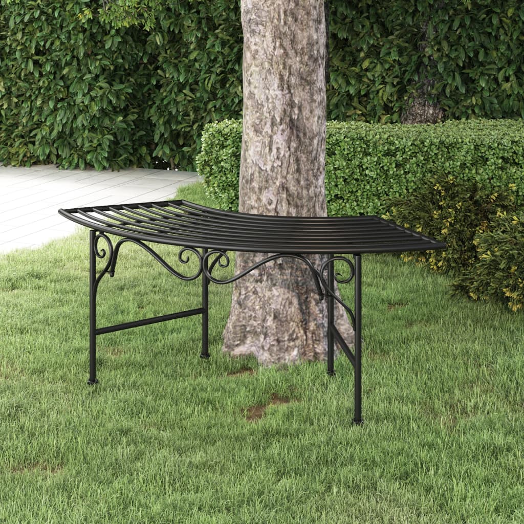 vidaXL Tree Bench 113 cm Black Steel