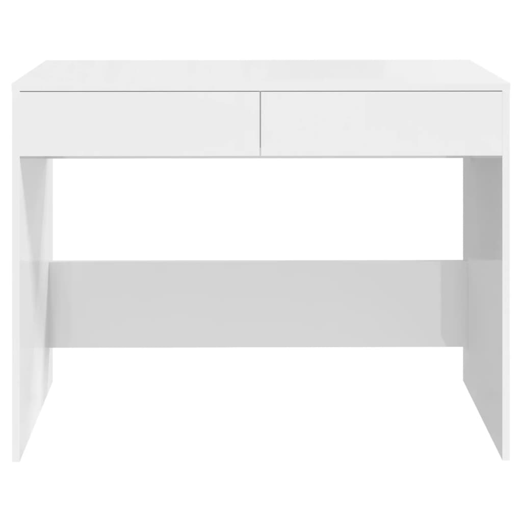 vidaXL Desk High Gloss White 101x50x76.5 cm Engineered Wood