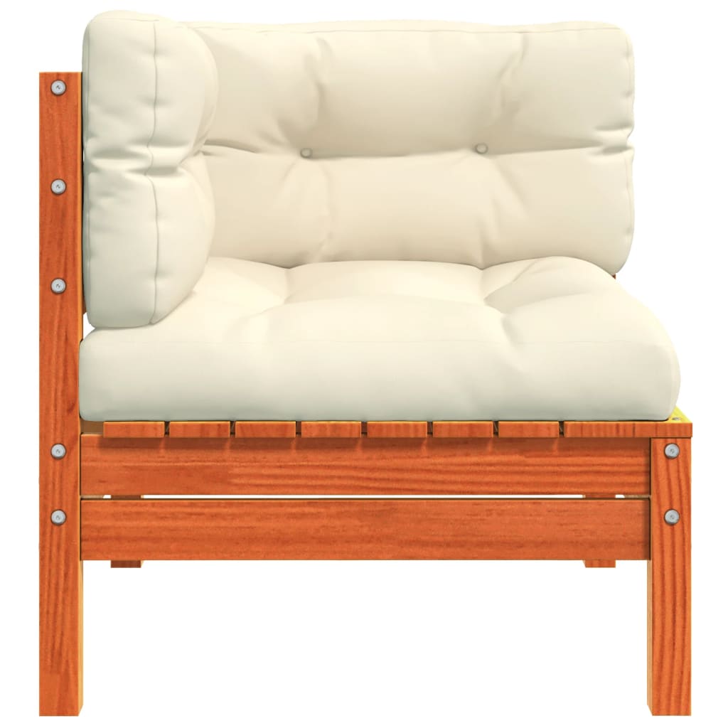 vidaXL Garden Sofa Corner with Cushions Wax Brown Solid Wood Pine