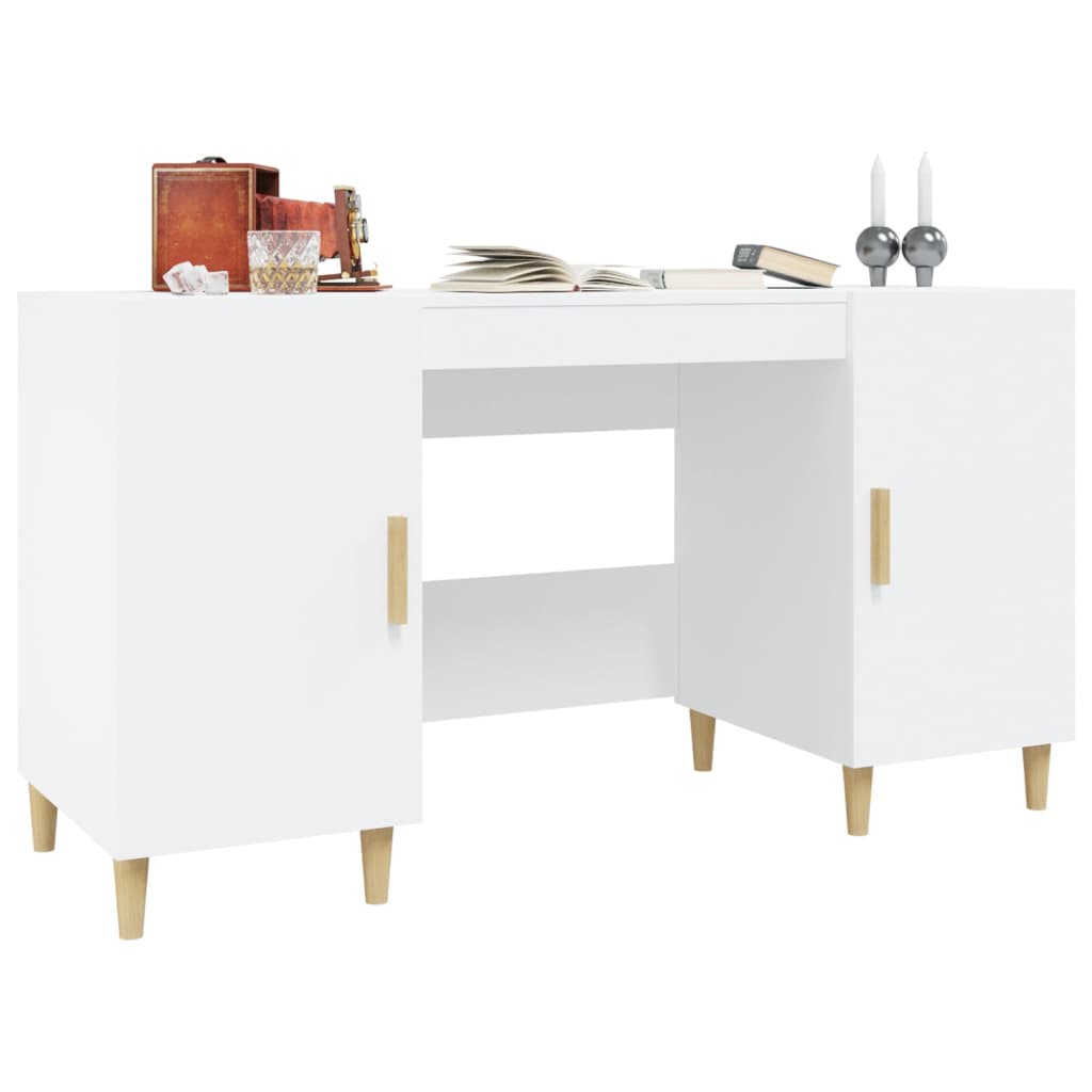 vidaXL Desk White 140x50x75 cm Engineered Wood