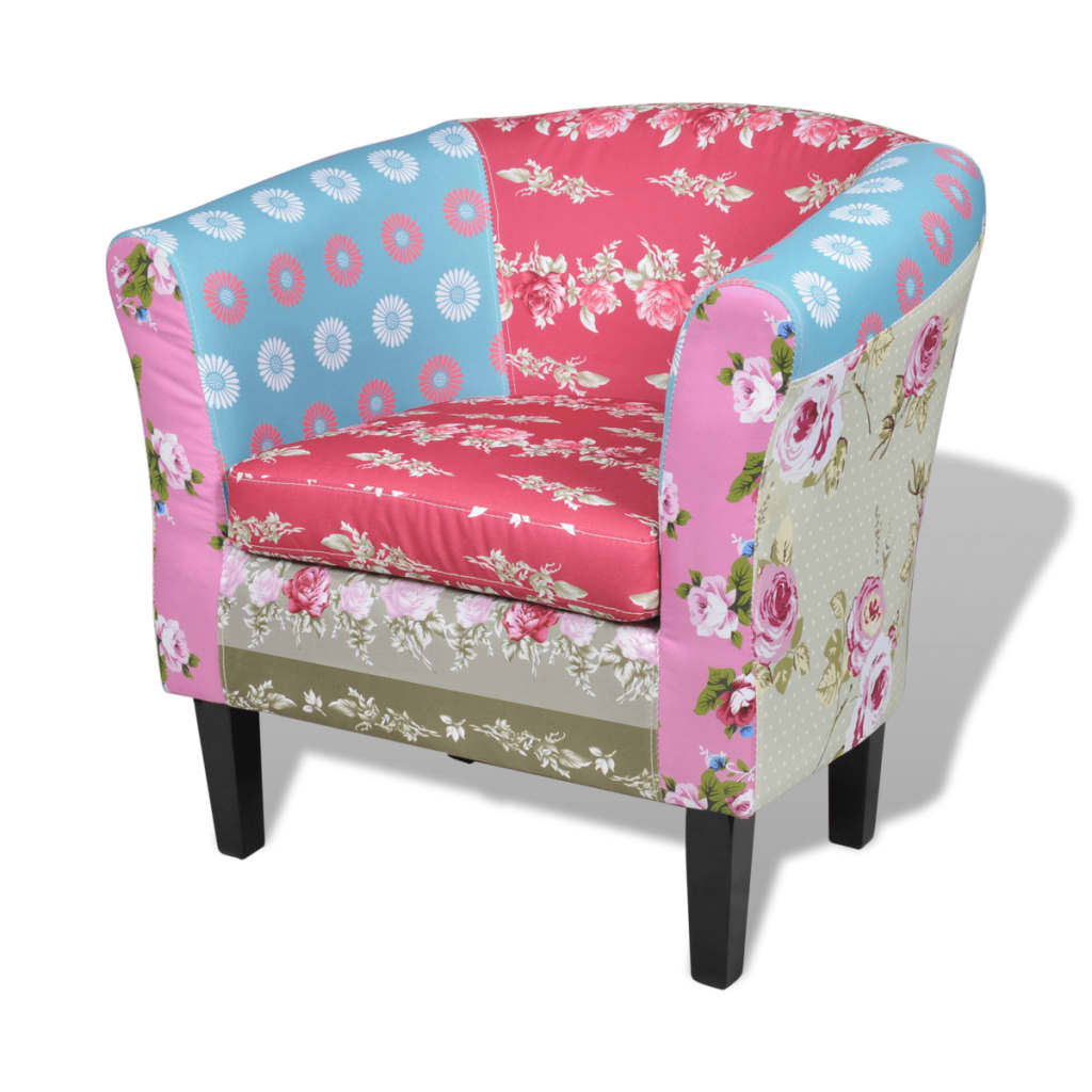 vidaXL Armchair with Footstool Patchwork Design Fabric