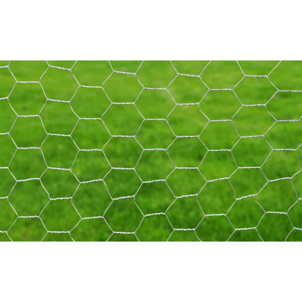 vidaXL Mesh Fence Galvanised Steel Hexagon 1x25 m Silver