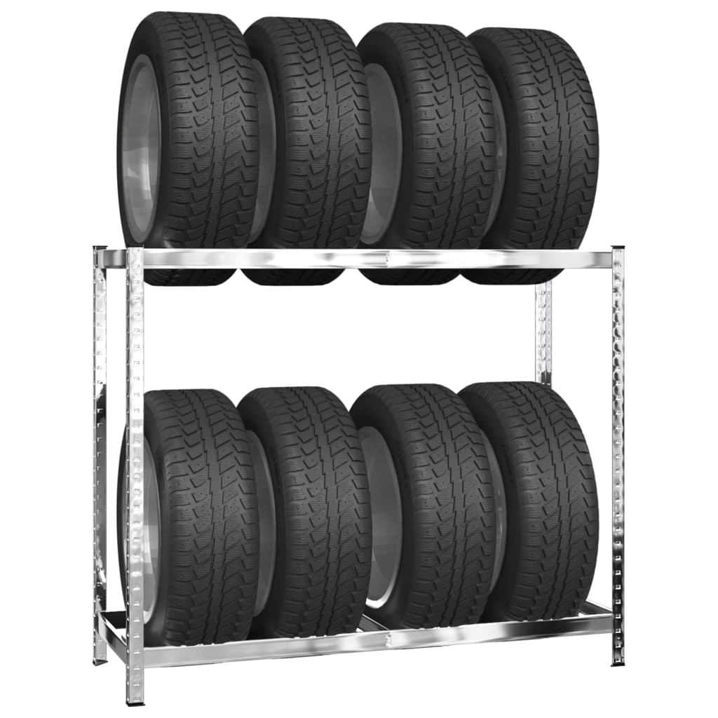 vidaXL 2-Layer Tire Racks 2 pcs Silver 110x40x110 cm Steel