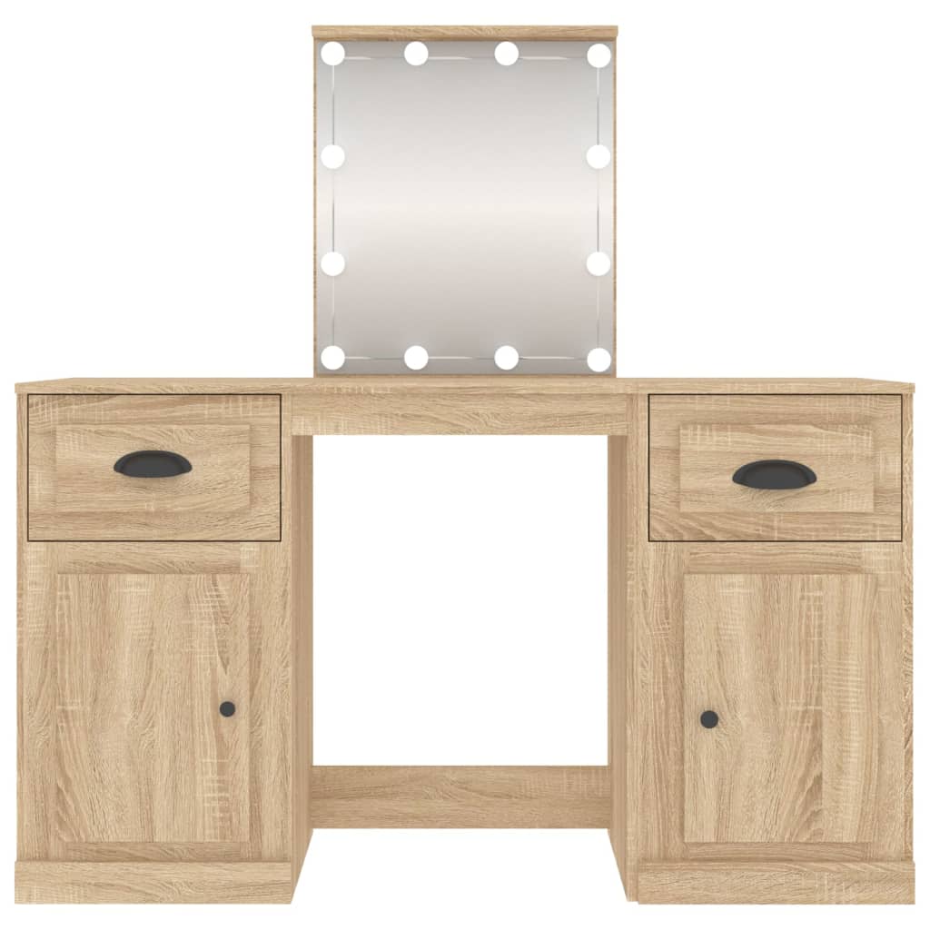 vidaXL Dressing Table with LED Sonoma Oak 130x50x132.5 cm