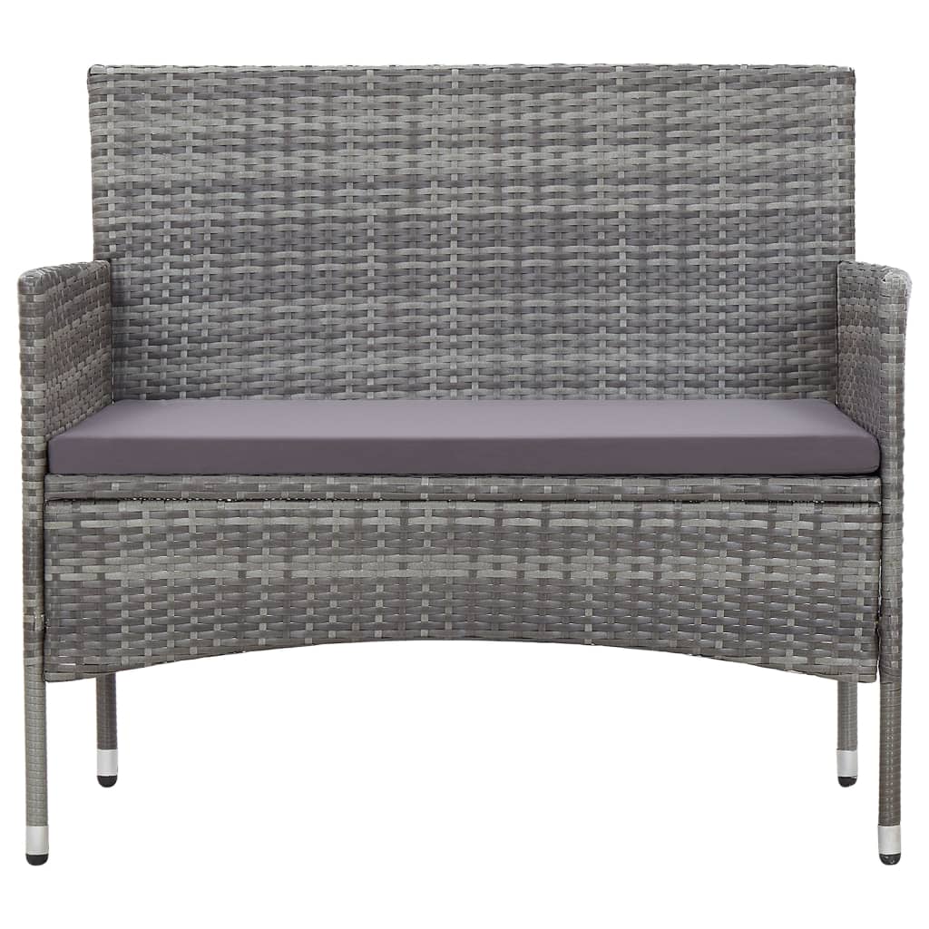 vidaXL Garden Bench with Cushion Poly Rattan Grey