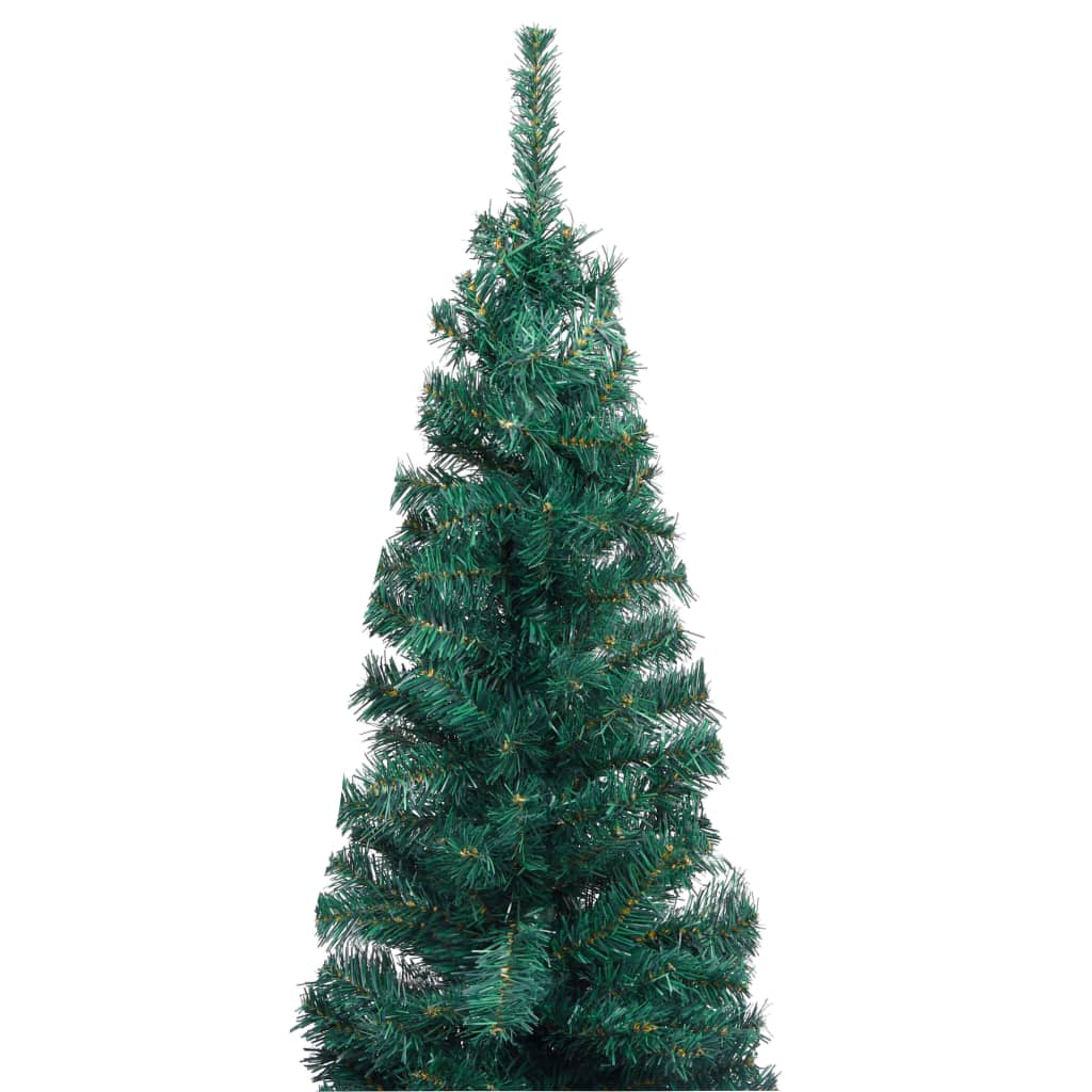vidaXL Slim Artificial Pre-lit Christmas Tree with Stand Green 150cm PVC
