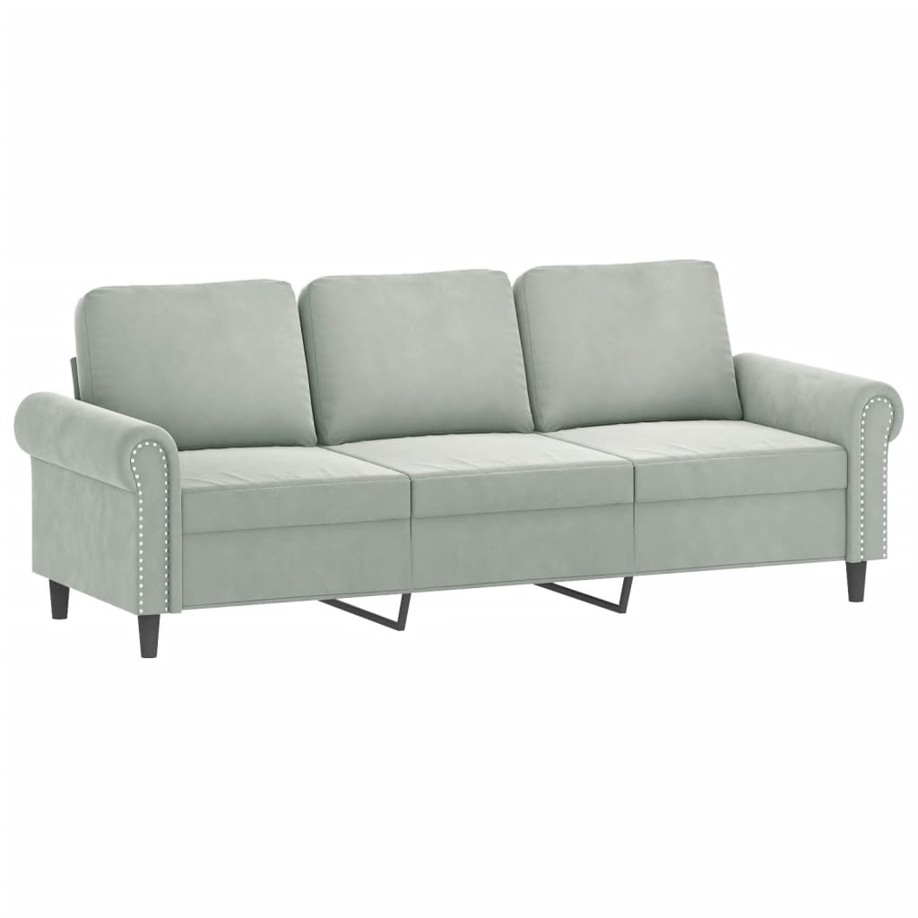 vidaXL 3-Seater Sofa with Footstool Light Grey 180 cm Velvet
