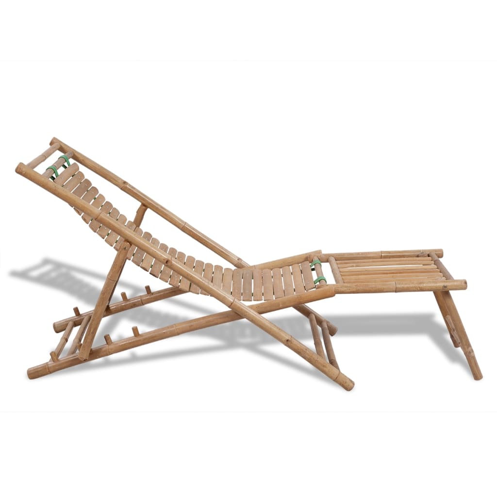 vidaXL Outdoor Deck Chair with Footrest Bamboo
